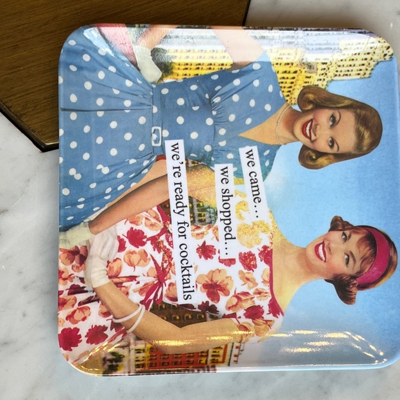 Anne Taintor "We're Ready for Cocktails" melamine tray, 5 1/2 x 5 1/2 inches - Picture 5 of 10